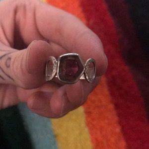 Watermelon tourmaline sterling silver ring